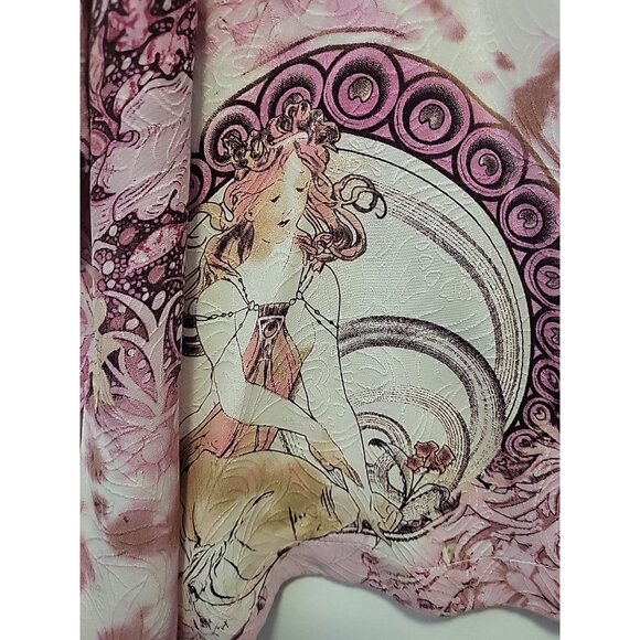 Citron Santa Monica Blouse Silk 3/4 Sleeve Goddess Floral Print Pink Beige 3X - Picture 3 of 8